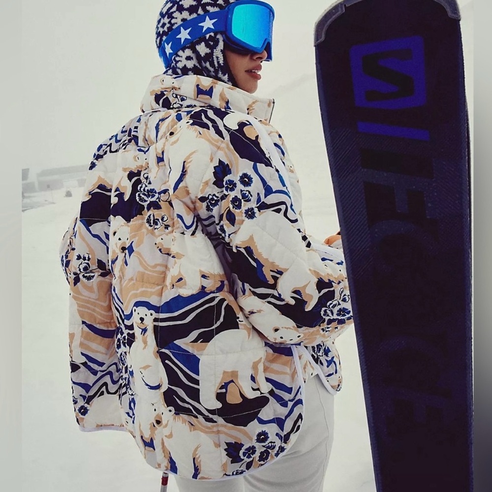NWT Free People Movement Pippa Printed Packable Puffer Jacket In Winter Combo